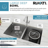 Ruvati Roma 33" Workstation Ledge 60/40 Double Bowl Undermount 16 Gauge Stainless Steel Kitchen Sink - RVH8356