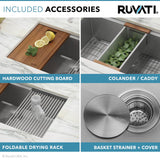 Ruvati Roma 32-inch Workstation Ledge Undermount 16 Gauge Stainless Steel Kitchen Sink Single Bowl - RVH8300