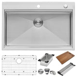 Ruvati Siena 33 x 22 inch Workstation Ledge Drop-in Tight Radius 16 Gauge Stainless Steel Kitchen Sink Single Bowl - RVH8003