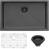 Ruvati Terraza 33-inch Undermount Gunmetal Black Stainless Steel Kitchen Sink 16 Gauge Single Bowl - RVH6433BL