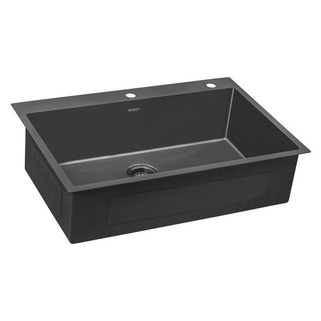 Ruvati Terraza 33 x 22 inch Gunmetal Black Stainless Steel Drop-in Topmount Kitchen Sink 16 Gauge Single Bowl - RVH5005BL