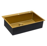 Ruvati Terraza 33 x 22 inch Satin Brass Matte Gold Stainless Steel Drop-in Topmount Kitchen Sink Single Bowl - RVH5005GG