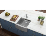 Ruvati Verona 24" Apron-Front Workstation Farmhouse Kitchen Sink 16 Gauge Stainless Steel Single Bowl - RVH9020