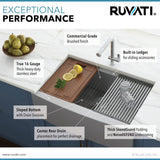 Ruvati Verona 27" Apron Front Workstation Farmhouse Kitchen Sink 16 Gauge Stainless Steel Single Bowl - RVH9050