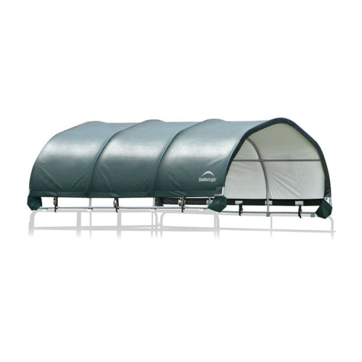 ShelterLogic | Corral Shelter Livestock Shade 12' X 12' - 1 3/8" 7.5 oz. Green Cover (Corral panels not included) - 51523