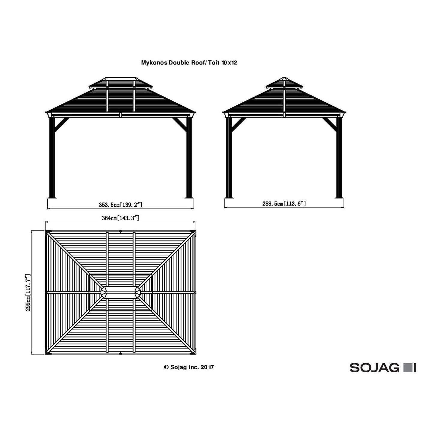 Sojag™ Mykonos II Gazebo Steel Roof with Mosquito Netting