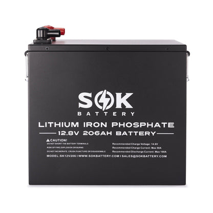 8 x SOK Battery 206Ah 12V LiFePO4 Deep Cycle Batteries | 8 x 2,636wH Lithium Solar Batteries | 1,648Ah / 21.08kWh