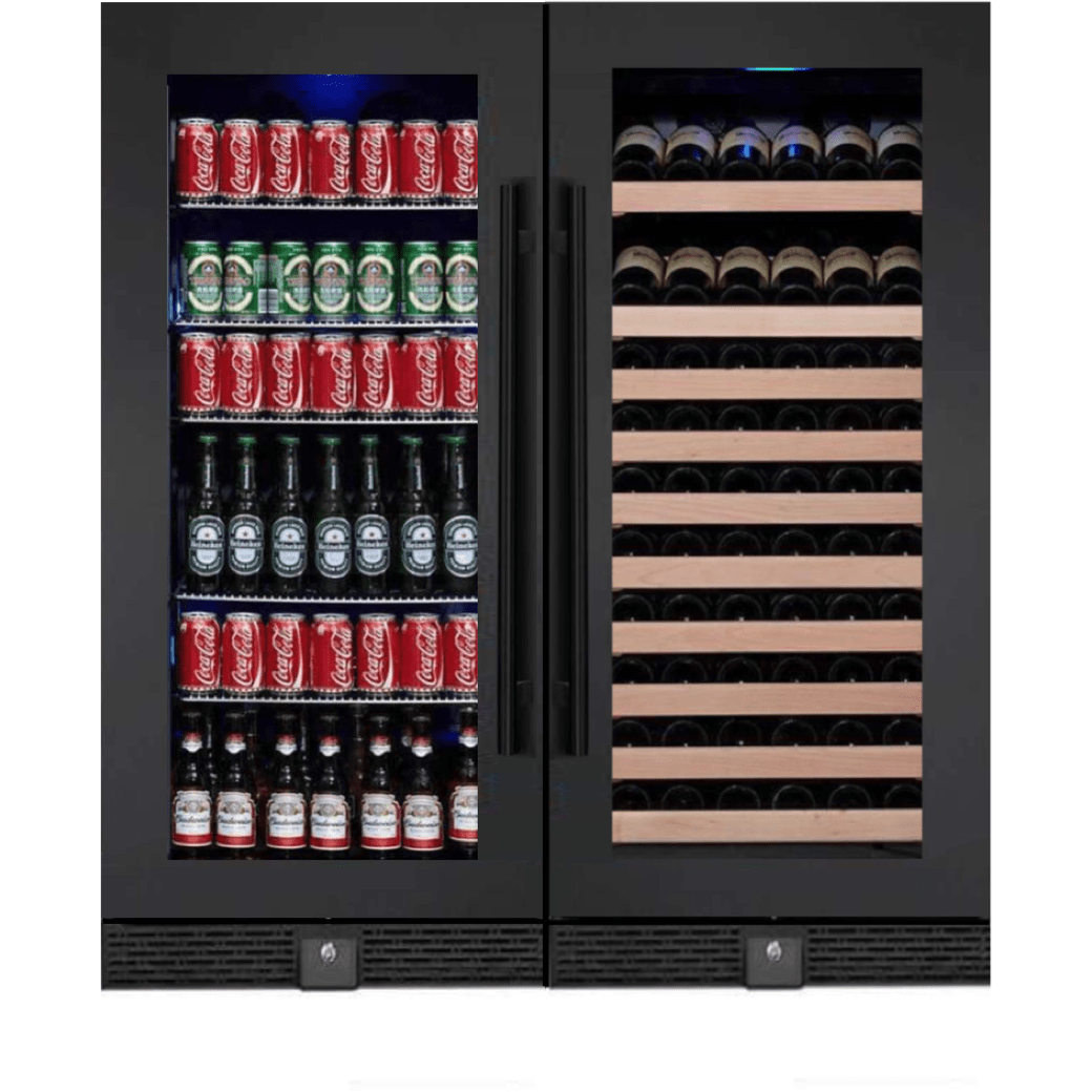 Kings Bottle 56" Upright Wine And Beverage Refrigerator Combo With Glass Door - KBU100BW2-SS