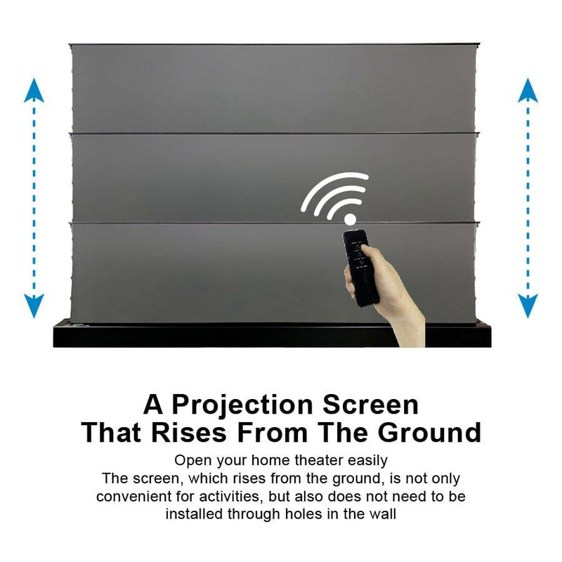 VIVIDSTORM S ALR Perforated Motorized Tension Floor Rising Obsidian Long Throw Projector Screen