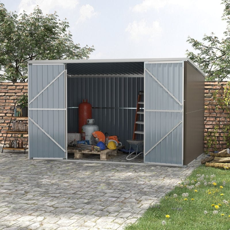 Outsunny 11' x 6' x 6' Steel Garden Storage Shed - 845-680CG