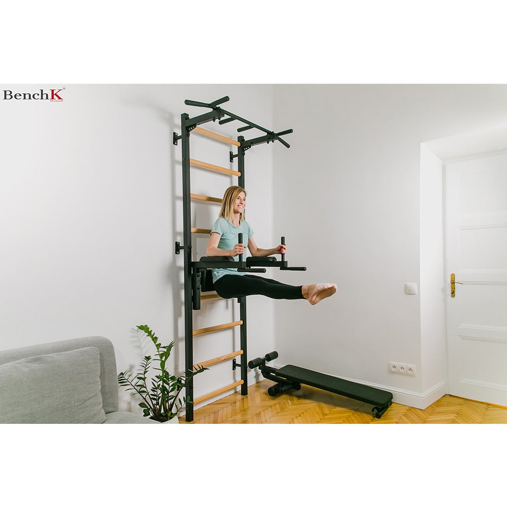 BenchK Swedish Ladder w/ Dip Bar - Black