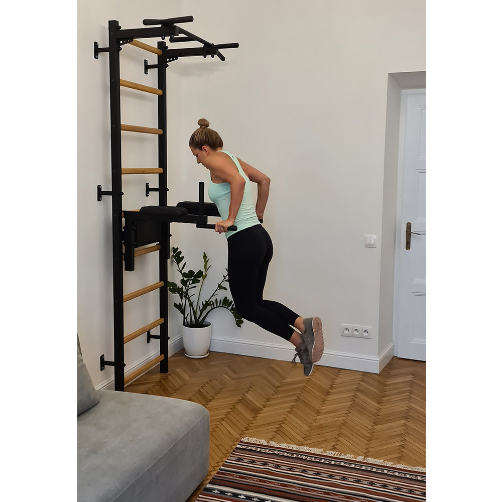 BenchK Swedish Ladder w/ Dip Bar - Black