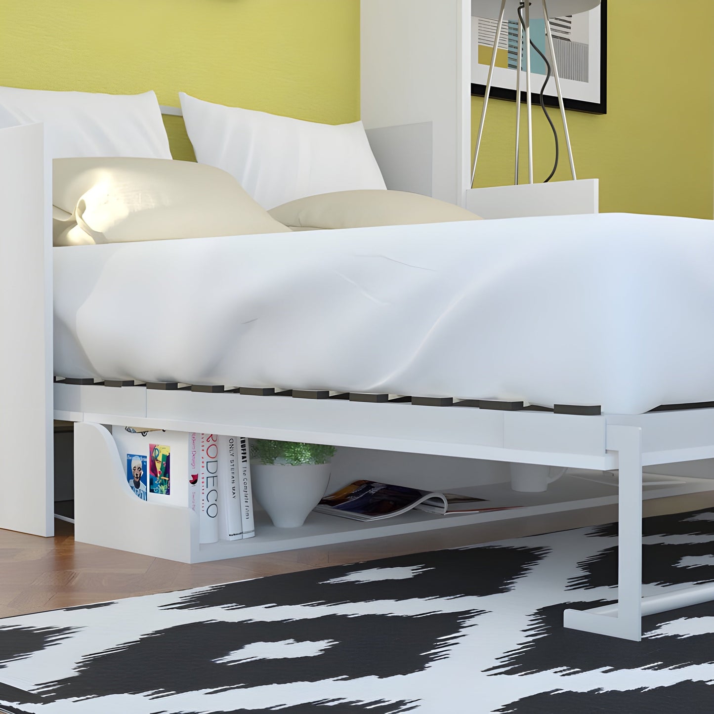 Murphy Bed With Desk, Queen Size, White by Leto Muro