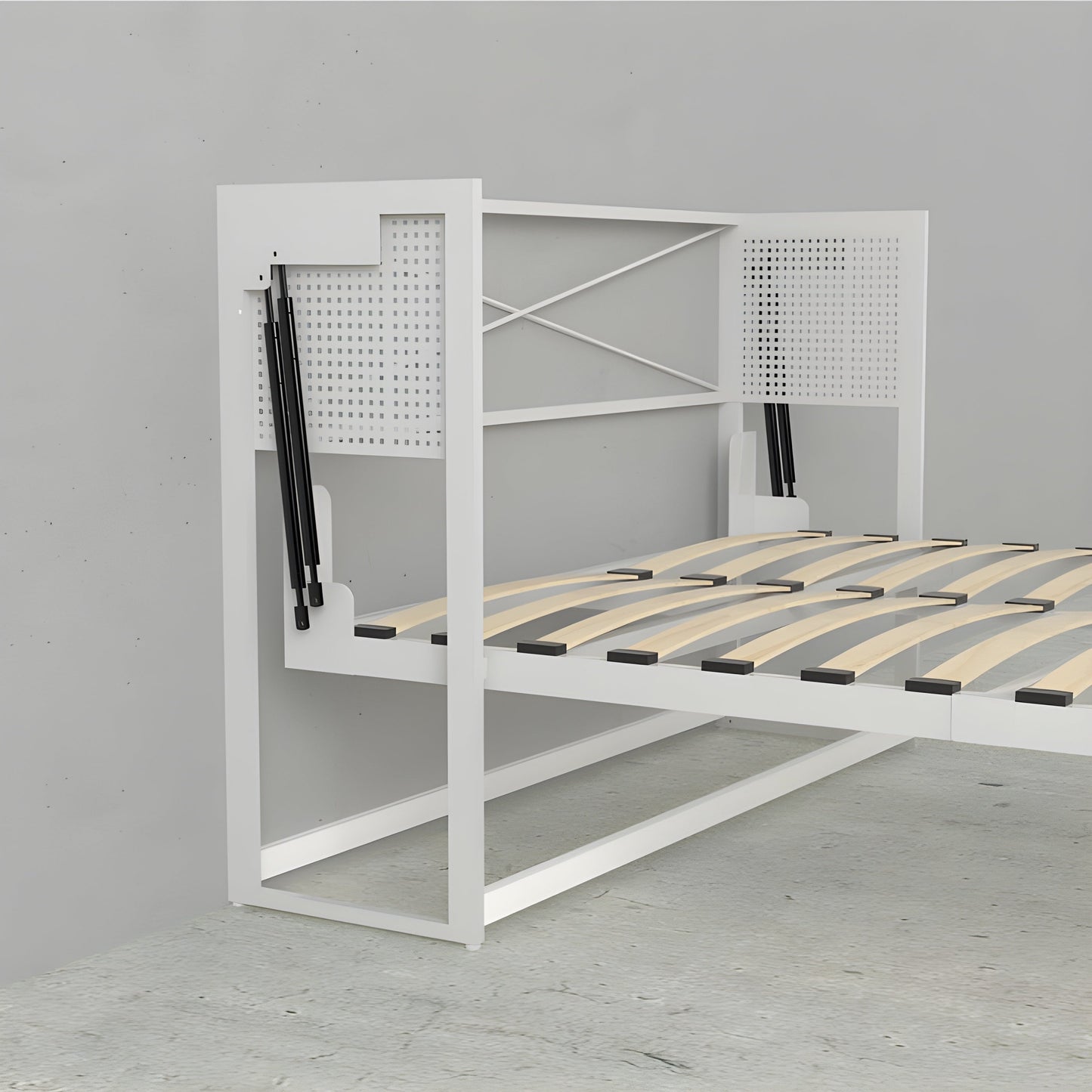 Murphy Bed With Desk, Queen Size, White by Leto Muro