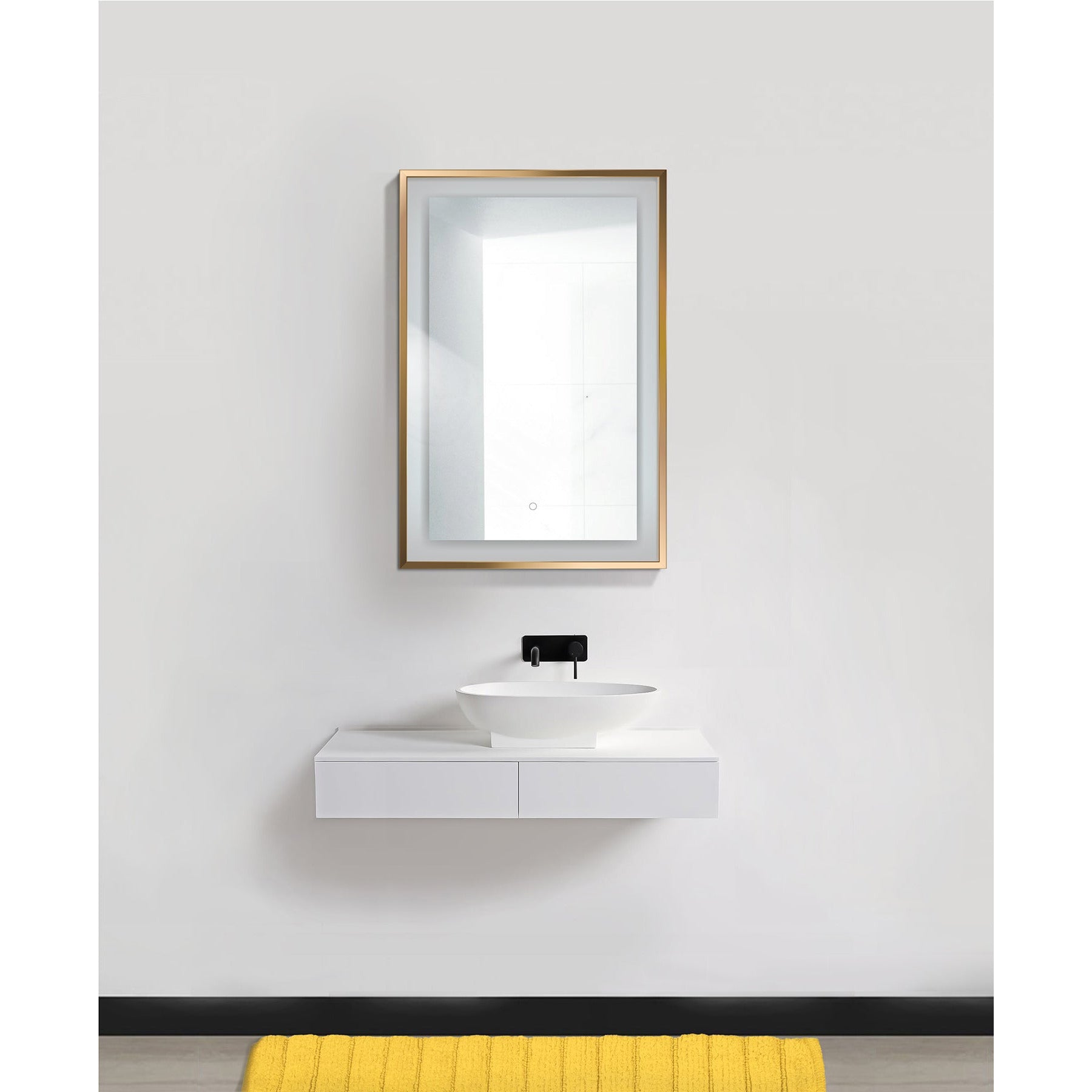 Krugg Soho 24" X 36" Gold LED Bathroom Mirror SOHO2436G - Backyard Provider