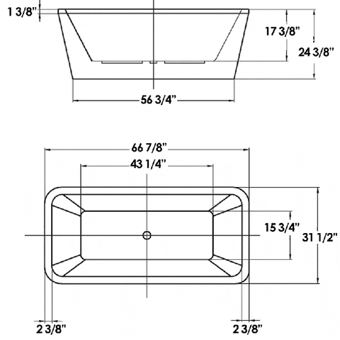 Whitehaus Double Sided Freestanding Acrylic Soaking Bathtub - WHHQ170BATH