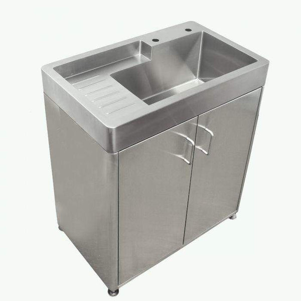 Whitehaus Pearlhaus Brushed Stainless Steel Cabinet with Sink - WH33209-CAB-NP