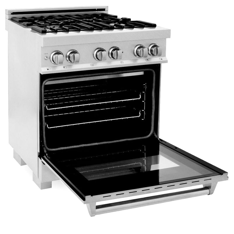 ZLINE Kitchen and Bath 30 in. Professional Gas Burner/Electric Oven in DuraSnow® Stainless, RAS-SN-30