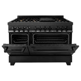 ZLINE 48 in. Professional Gas Burner, Electric Oven Range in Black Stainless with Brass Burners, RAB-BR-48