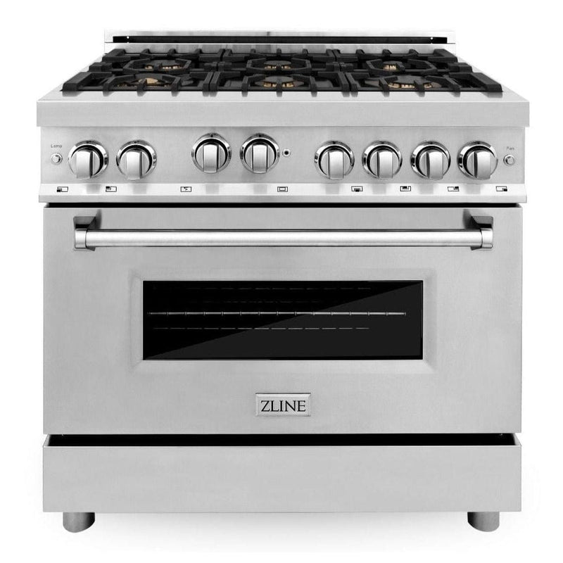 ZLINE 36 in. Professional Gas Burner/Gas Oven Gas in Stainless Steel with Brass Burners, RG-BR-36