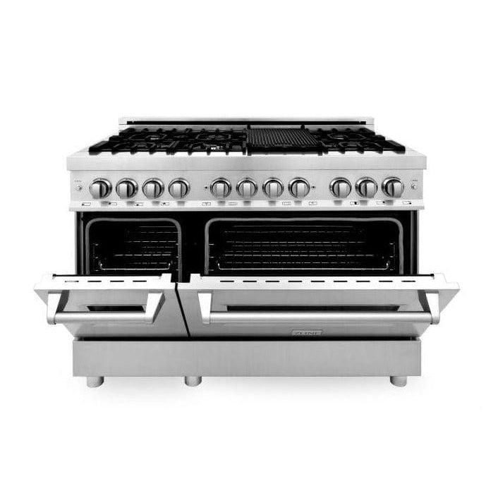 ZLINE Appliance Package - 48 in. Dual Fuel Range, Range Hood, Microwave Drawer, 3 Rack Dishwasher, Refrigerator, 5KPR-RARH48-MWDWV