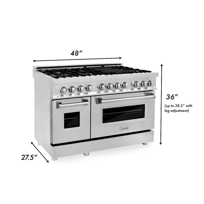 ZLINE 48 in. Professional Gas Burner and Electric Oven in Stainless Steel, RA48