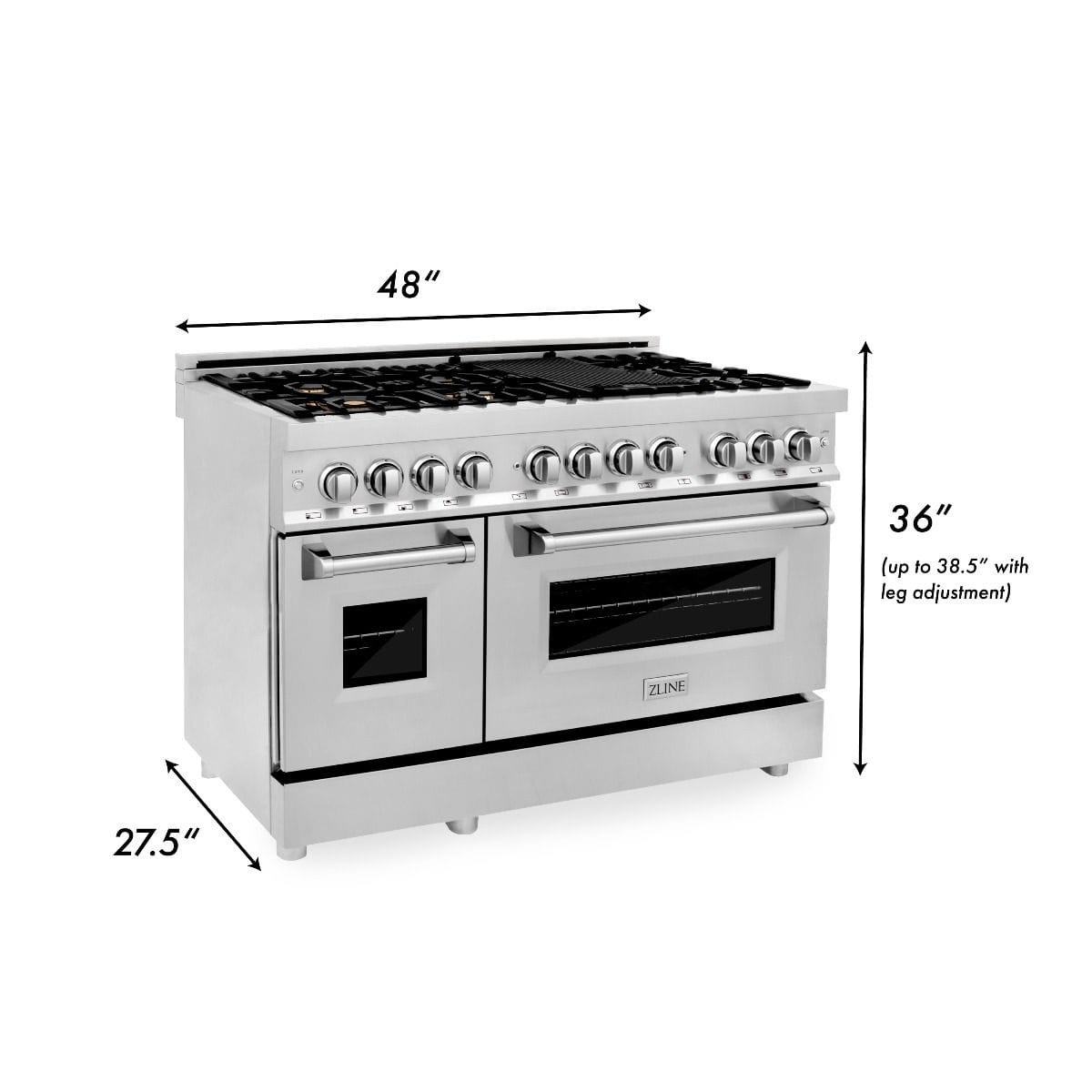 ZLINE 48 in. Professional Gas Burner, Electric Oven Range in Stainless Steel with Brass Burners, RA-BR-48