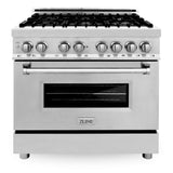 ZLINE Appliance Package - 36 in. Dual Fuel Range, Range Hood, Dishwasher, 3KP-RARH36-DW