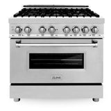 ZLINE Appliance Package - 36 in. Dual Fuel Range, Range Hood, Microwave Drawer, 3KP-RARH36-MW