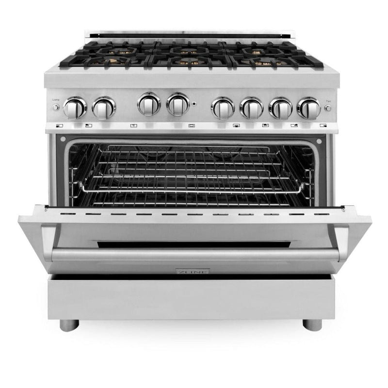 ZLINE 36 in. Professional Gas Burner/Gas Oven Gas in Stainless Steel with Brass Burners, RG-BR-36