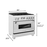 ZLINE 36 in. Professional Gas Burner/Gas Oven in DuraSnow® Stainless, RGS-SN-36