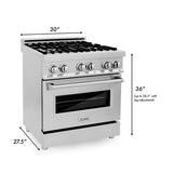 ZLINE 30 in. Professional Gas Burner, Electric Oven Stainless Steel Range, RA30