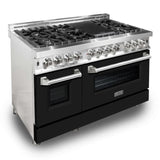 ZLINE 48 in. Professional Gas Burner/Electric Oven Stainless Steel 6.0 cu.ft. 7 Range - Black Matte, RA-BLM-48