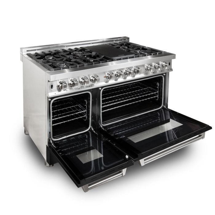 ZLINE 48 in. Professional Gas Burner/Electric Oven Stainless Steel 6.0 cu.ft. 7 Range - Black Matte, RA-BLM-48