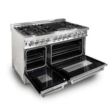 ZLINE 48 in. Professional Gas Burner/Electric Oven Stainless Steel 6.0 cu.ft. 7 Range - DuraSnow® Finish Door, RA-SN-48