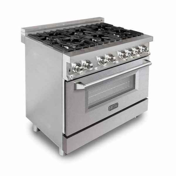 ZLINE 36 in. Professional Gas Burner/Electric Oven Stainless Steel Range with DuraSnow® Finish Door, RA-SN-36