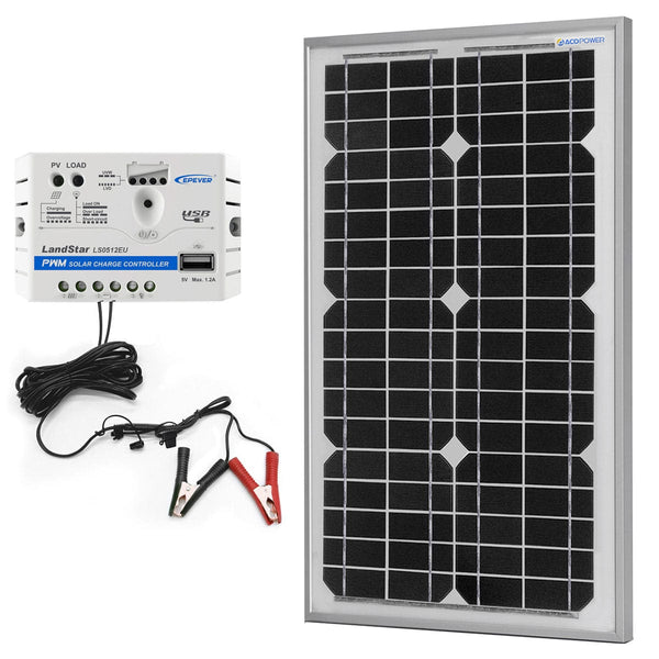 ACOPower 30W 12V Solar Charger Kit, 5A Charge Controller - HY-CKM-30W - Backyard Provider