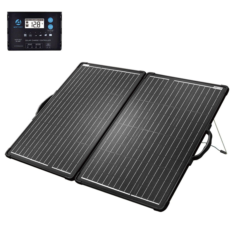 ACOPOWER 120W Light Weight Foldable Solar Panel Kit, Waterproof ProteusX 20A LCD Charge Controller - acopower