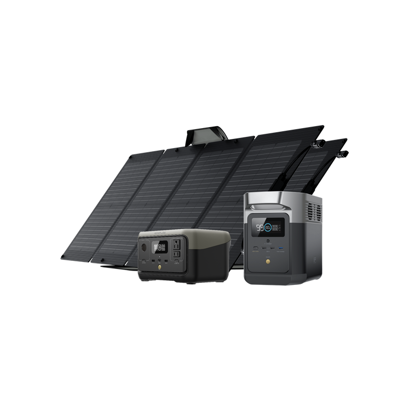 EcoFlow RIVER 2 + DELTA Mini + 2 x 110W Solar Panel - ZMR600-DMI880-112