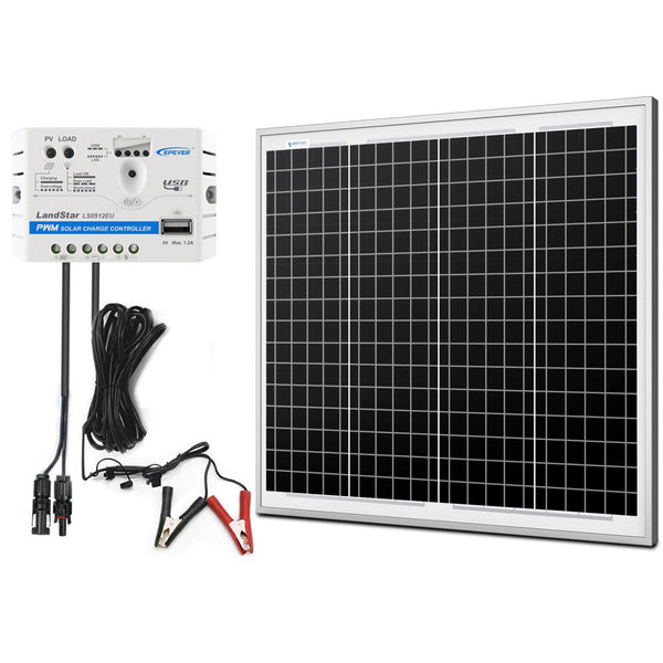 ACOPOWER 50W 12V Solar Charger Kit, 5A Charge Controller - HY-CKM-50W - Backyard Provider
