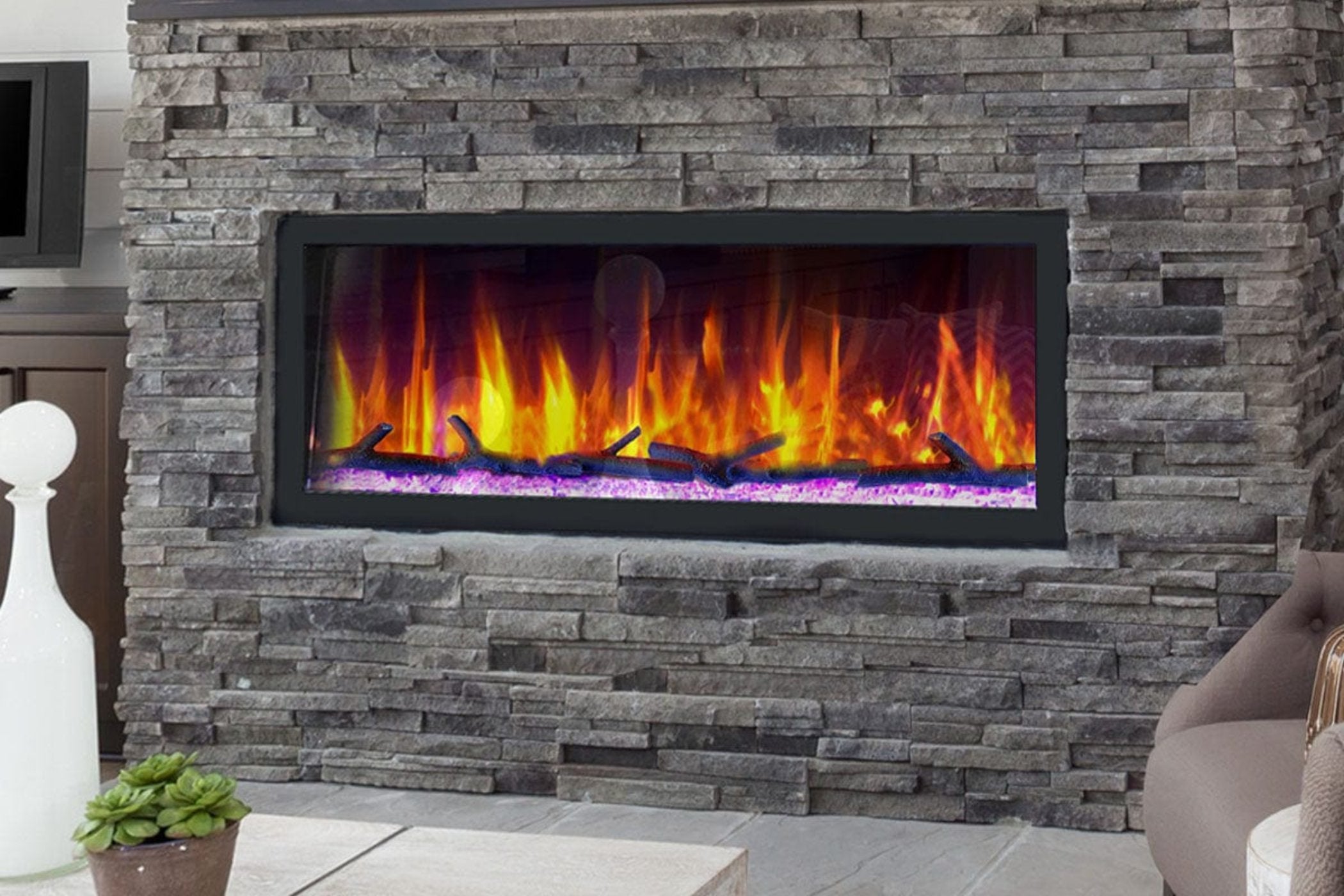 Dynasty Cascade 52'' Recessed Linear Electric Fireplace - DY-BTX52 - Backyard Provider