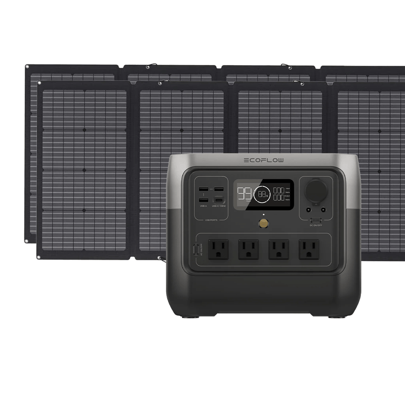 EcoFlow River 2 Pro + 2x 110W Solar Panel - ZMR620-B-US+2xEFSOLAR110N