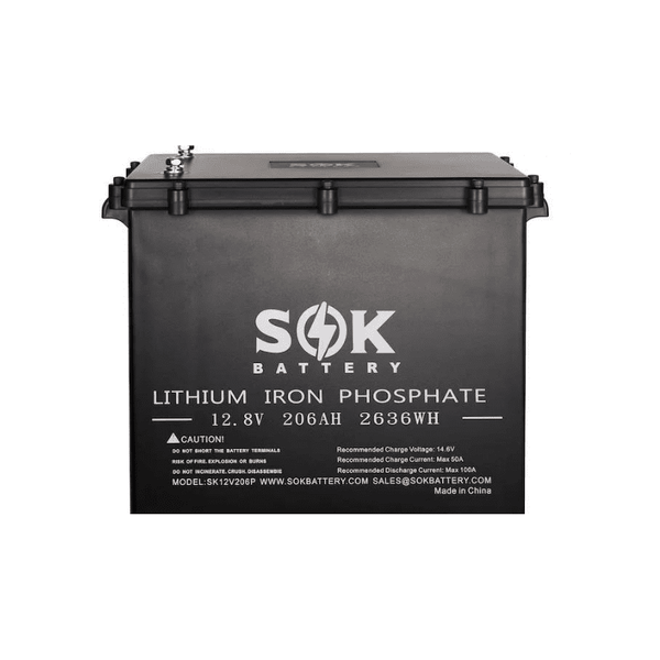SOK Battery [Marine Grade] 12V 206Ah LiFePO4 Battery | Sealed Plastic Box | Lithium Solar Battery - Backyard Provider