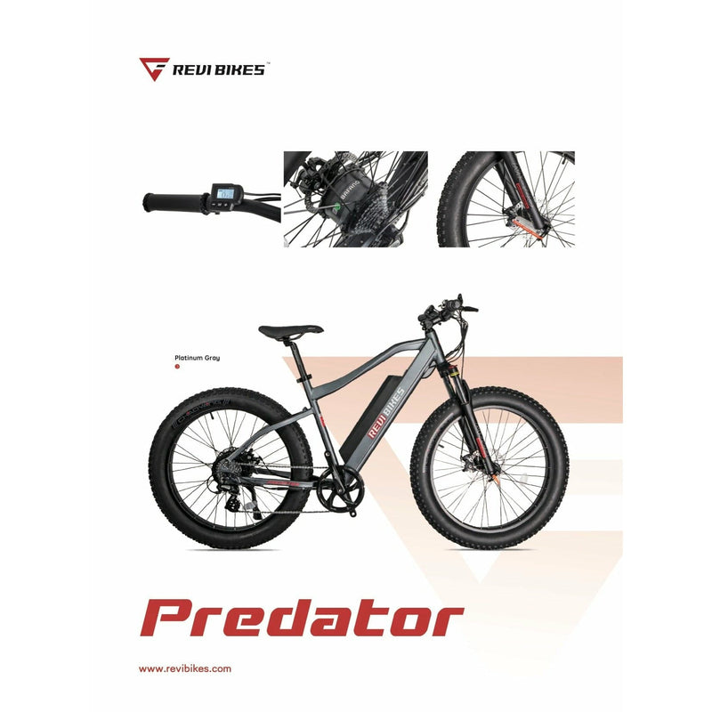Revi Bikes Predator Electric Mountain Bike 48V 500W - PREDATOR-BLK - ePower Go