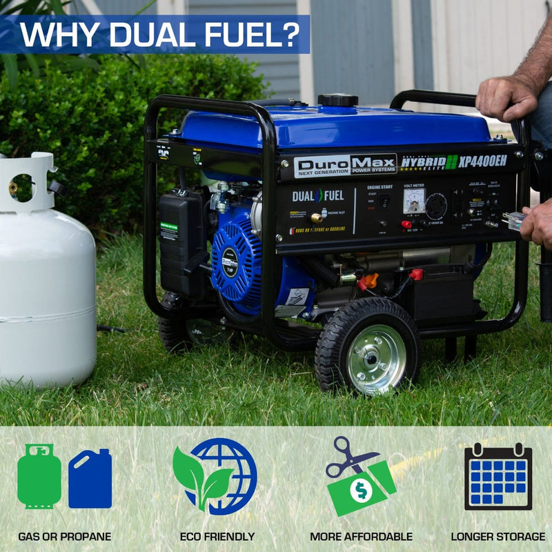 DuroMax XP4400EH 4,400 Watt Portable Dual Fuel Gas Propane Generator - Backyard Provider