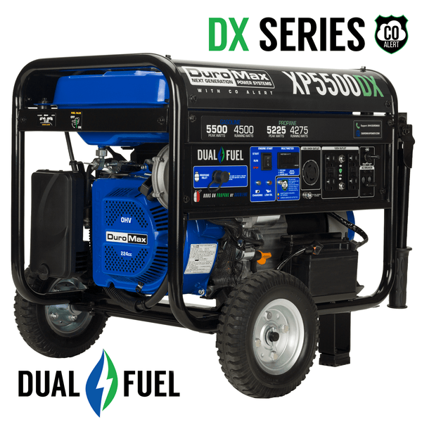 DuroMax 5,500 Watt Dual Fuel Gas Propane Portable Generator w/ CO Alert - XP5500DX
