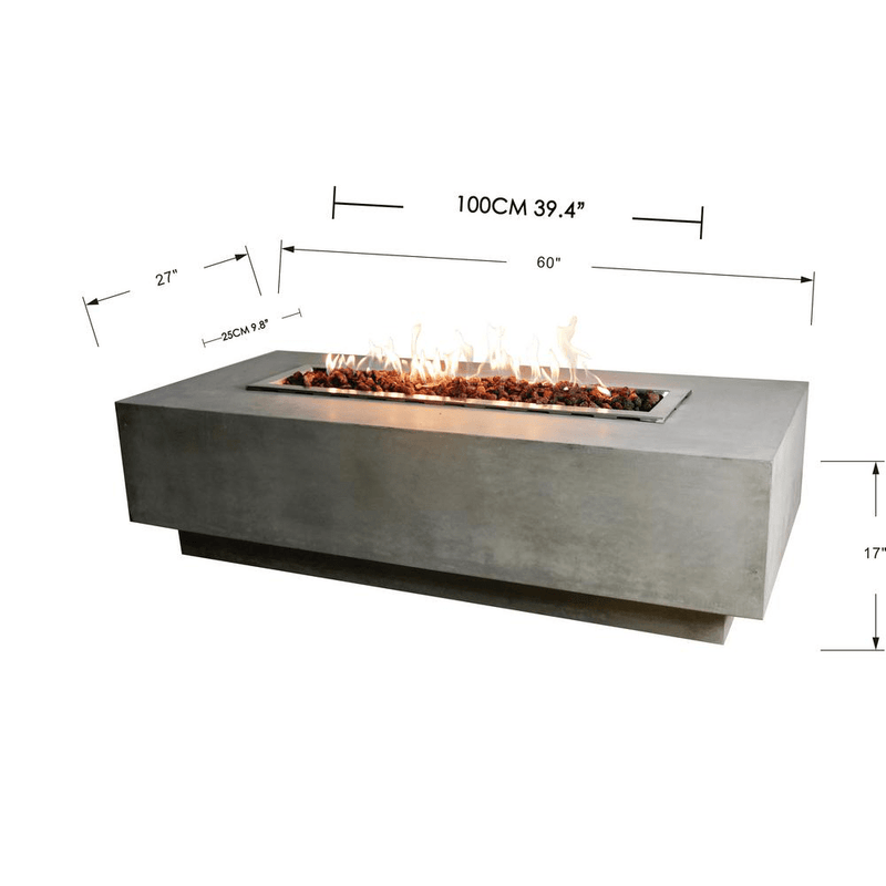 Elementi - Granville Rectangular Concrete Fire Pit Table OFG121 - Backyard Provider