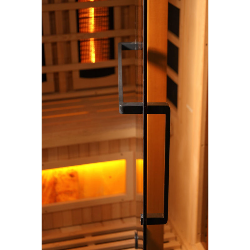 Golden Designs 2-Person Full Spectrum PureTech™ Near Zero EMF Infrared Sauna with Himalayan Salt Bar - Backyard Provider