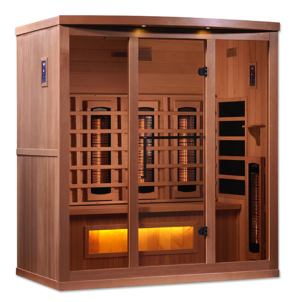 Golden Designs 4-Person Full Spectrum PureTech™ Near Zero EMF Infrared Sauna with Himalayan Salt Bar - Backyard Provider