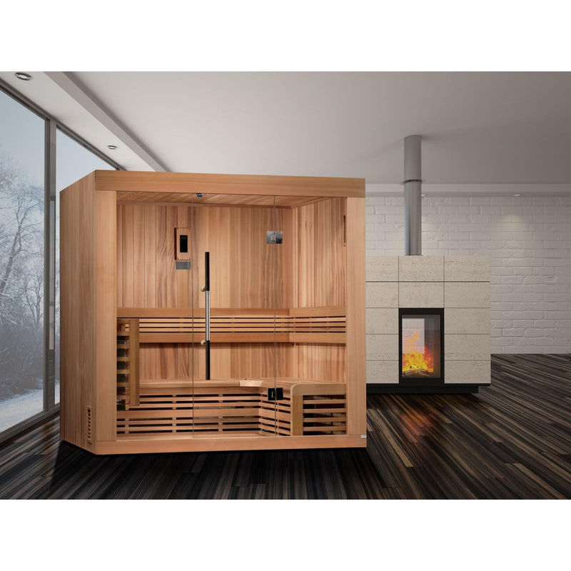 Golden Designs Copenhagen Edition 3 Person Traditional Steam Sauna - Canadian Red Cedar - Backyard Provider